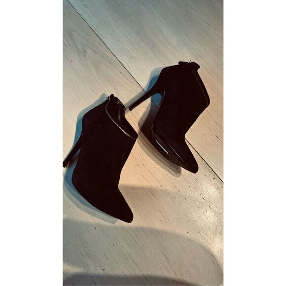 GIUSEPPE ZANOTTI BLACK SUEDE GREEK 105MM POINTED TOE ANKLE BOOTS SZ 8.5 - Picture 5 of 15